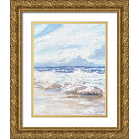 Crashing Waves Gold Ornate Wood Framed Art Print with Double Matting by Kingsley