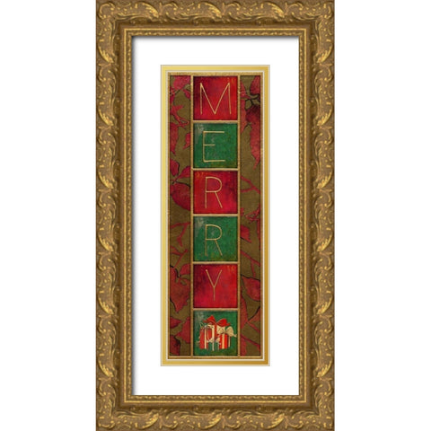 Seasons Greetings Panel II Gold Ornate Wood Framed Art Print with Double Matting by Pinto, Patricia