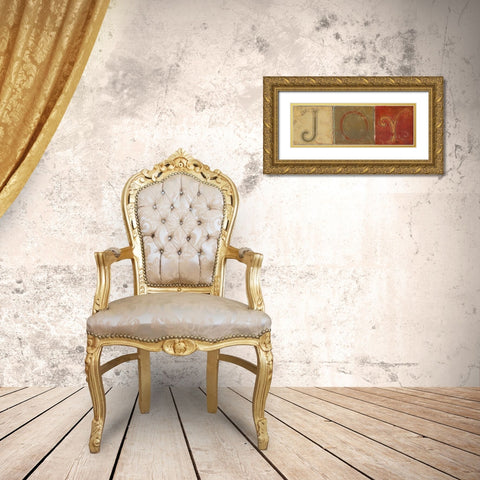 JOY Gold Ornate Wood Framed Art Print with Double Matting by Pinto, Patricia