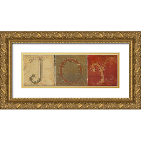 JOY Gold Ornate Wood Framed Art Print with Double Matting by Pinto, Patricia