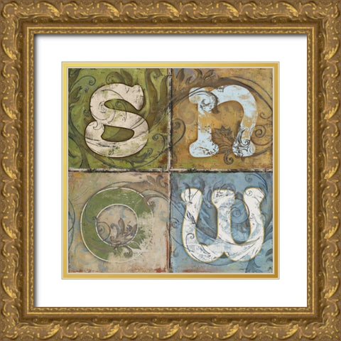 SNOW Gold Ornate Wood Framed Art Print with Double Matting by Pinto, Patricia