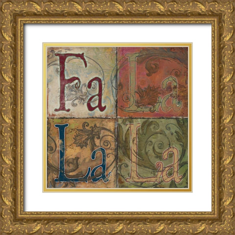 FA LA LA LA Gold Ornate Wood Framed Art Print with Double Matting by Pinto, Patricia