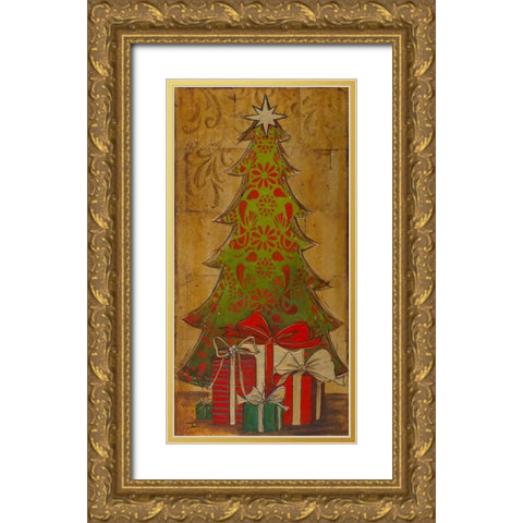 Christmas Tree I Gold Ornate Wood Framed Art Print with Double Matting by Pinto, Patricia