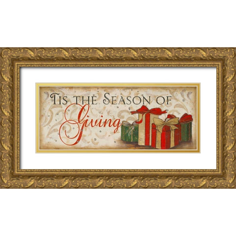 Tis the Season Gold Ornate Wood Framed Art Print with Double Matting by Pinto, Patricia