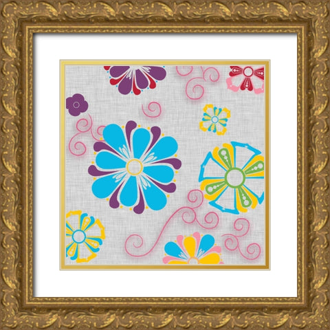 Gladys Garden Bright I Gold Ornate Wood Framed Art Print with Double Matting by Josefina