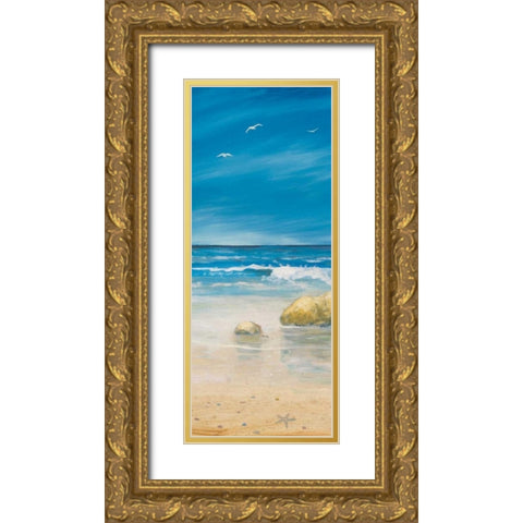 Shore Panel I Gold Ornate Wood Framed Art Print with Double Matting by Kingsley