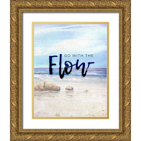 Go with the Flow Gold Ornate Wood Framed Art Print with Double Matting by Kingsley