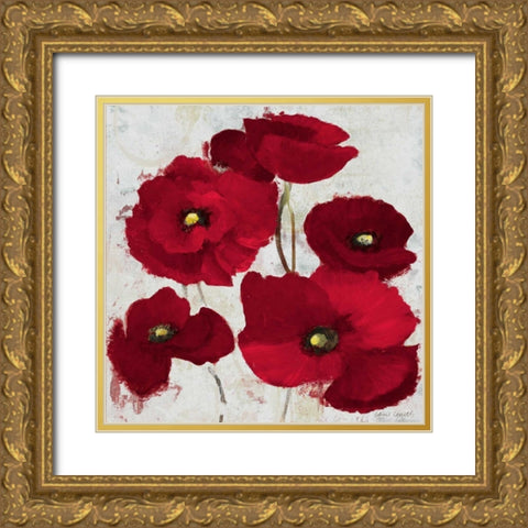 Kindle Poppies I Gold Ornate Wood Framed Art Print with Double Matting by Loreth, Lanie