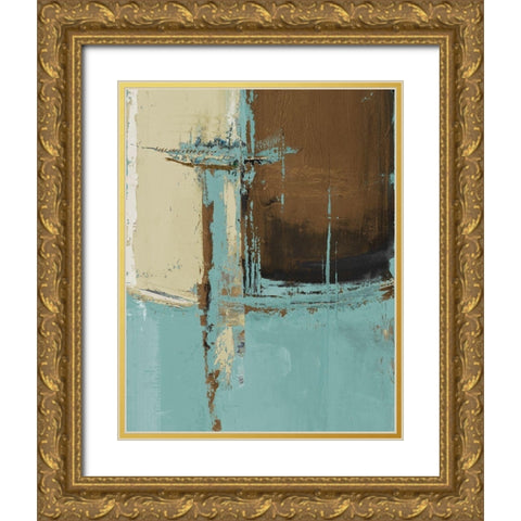 Oxido on Teal I Gold Ornate Wood Framed Art Print with Double Matting by Pinto, Patricia