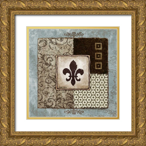 Fleur de Lis I Gold Ornate Wood Framed Art Print with Double Matting by Marcon, Michael