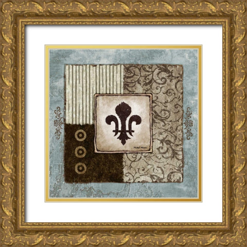 Fleur de Lis II Gold Ornate Wood Framed Art Print with Double Matting by Marcon, Michael