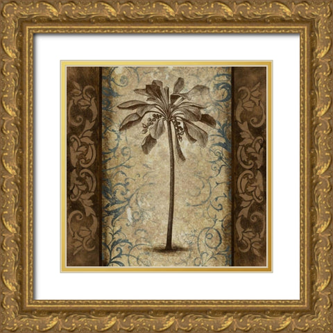 Palm Square II Gold Ornate Wood Framed Art Print with Double Matting by Marcon, Michael