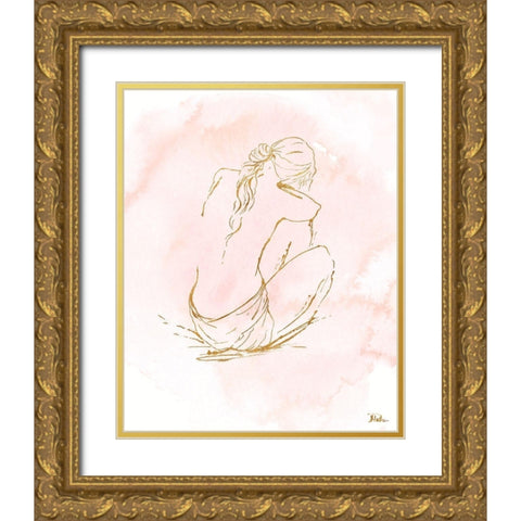 Nude on Pink I Gold Ornate Wood Framed Art Print with Double Matting by Pinto, Patricia