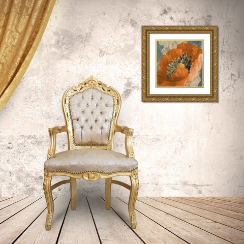 Orange Poppy Gold Ornate Wood Framed Art Print with Double Matting by Loreth, Lanie