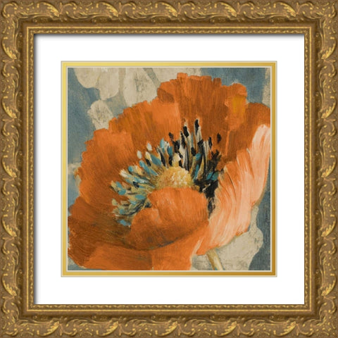 Orange Poppy Gold Ornate Wood Framed Art Print with Double Matting by Loreth, Lanie