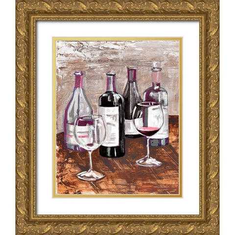 Drink At The Wine Bar Gold Ornate Wood Framed Art Print with Double Matting by French-Roussia, Heather A.