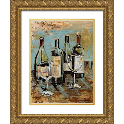 Wine I Gold Ornate Wood Framed Art Print with Double Matting by French-Roussia, Heather A.
