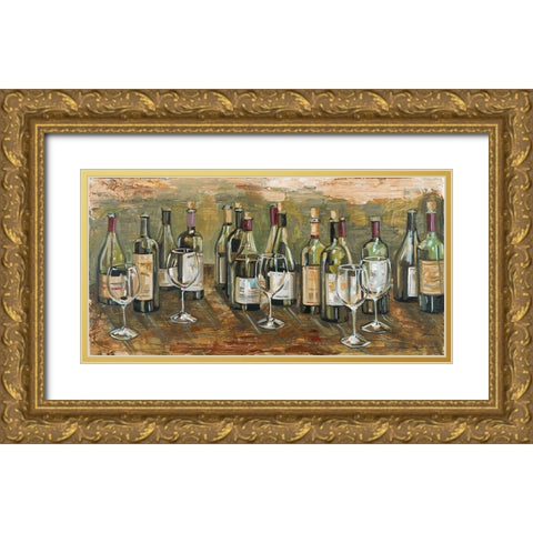 Wine Bar Gold Ornate Wood Framed Art Print with Double Matting by French-Roussia, Heather A.