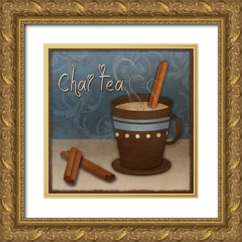 Chai Tea Gold Ornate Wood Framed Art Print with Double Matting by SD Graphics Studio