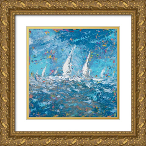 Sailing I Gold Ornate Wood Framed Art Print with Double Matting by Kingsley