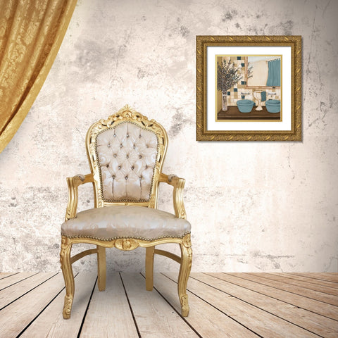 Blue Zen Bath I Gold Ornate Wood Framed Art Print with Double Matting by Hakimipour-Ritter