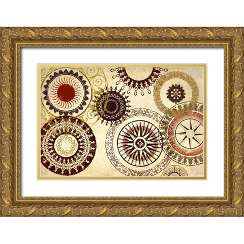 Egyptian Textile Gold Ornate Wood Framed Art Print with Double Matting by Marcon, Michael
