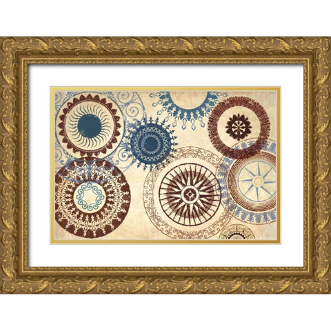 Adobe Textile Gold Ornate Wood Framed Art Print with Double Matting by Marcon, Michael