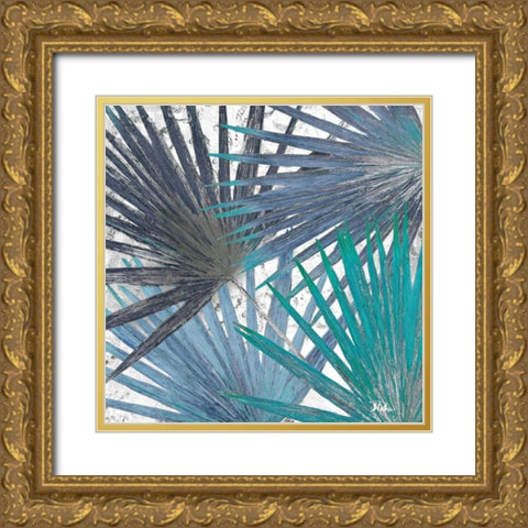 Organic Blue I Gold Ornate Wood Framed Art Print with Double Matting by Pinto, Patricia