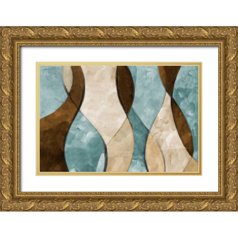 Blue Lyrical I Gold Ornate Wood Framed Art Print with Double Matting by Loreth, Lanie