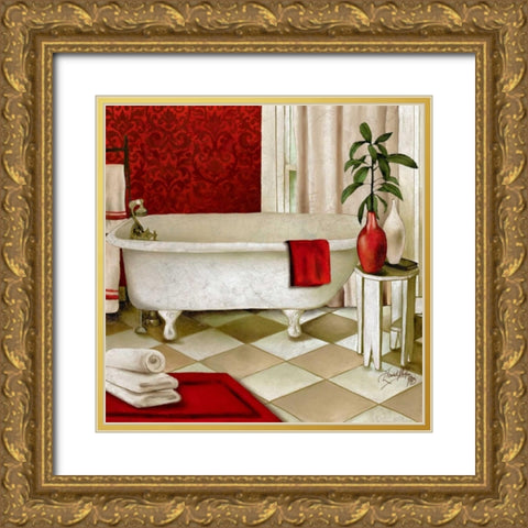 Red Bain I Gold Ornate Wood Framed Art Print with Double Matting by Medley, Elizabeth