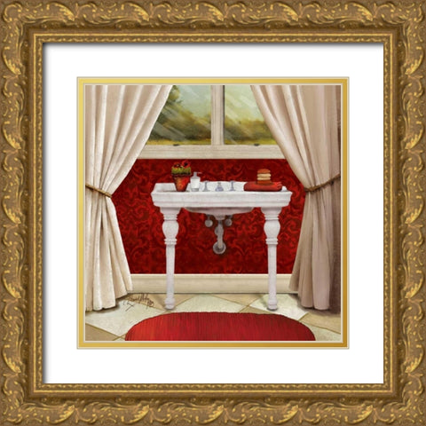 Red Bain II Gold Ornate Wood Framed Art Print with Double Matting by Medley, Elizabeth