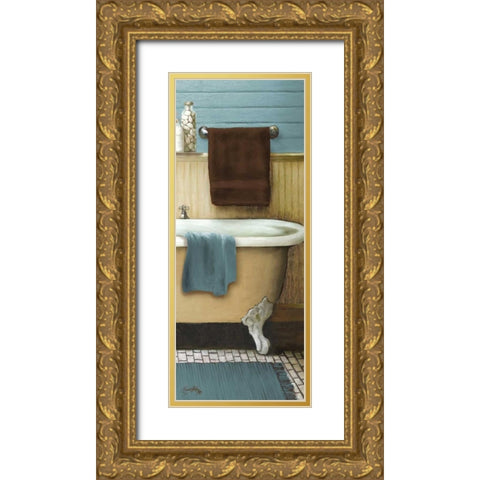 Blue Bain Panel III Gold Ornate Wood Framed Art Print with Double Matting by Medley, Elizabeth