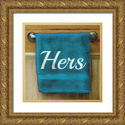Her Towel Gold Ornate Wood Framed Art Print with Double Matting by Medley, Elizabeth
