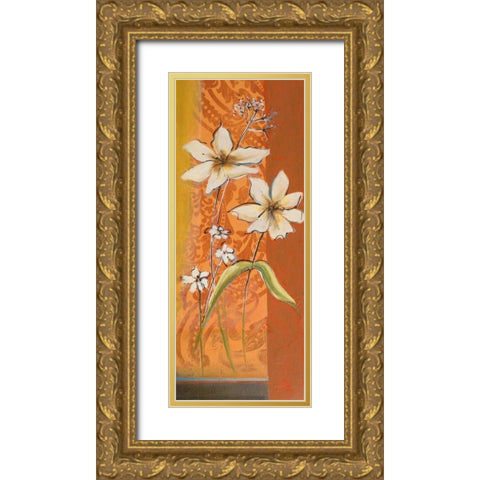Fancy Floral I Gold Ornate Wood Framed Art Print with Double Matting by Pinto, Patricia