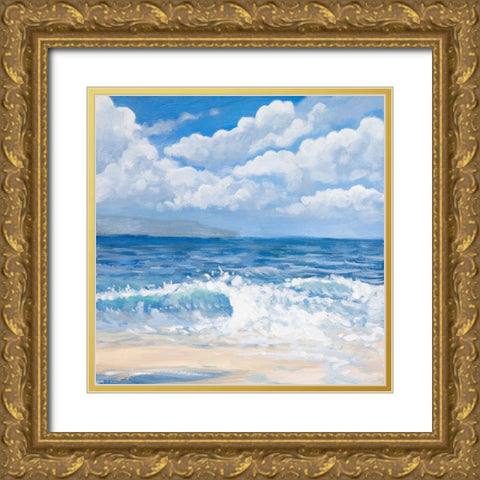 Waves I Gold Ornate Wood Framed Art Print with Double Matting by Kingsley