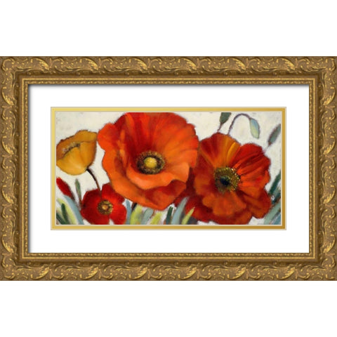 Poppy Splendor I Gold Ornate Wood Framed Art Print with Double Matting by Loreth, Lanie