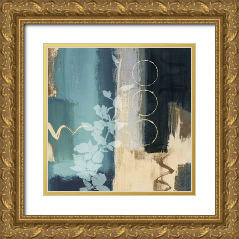 Blue Mediterranean Floral II Gold Ornate Wood Framed Art Print with Double Matting by Loreth, Lanie