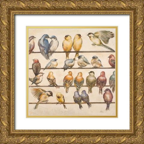 Gleeful Gathering Gold Ornate Wood Framed Art Print with Double Matting by Pinto, Patricia