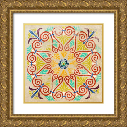 Talavera II Gold Ornate Wood Framed Art Print with Double Matting by SD Graphics Studio