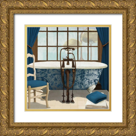 Blue View I Gold Ornate Wood Framed Art Print with Double Matting by Medley, Elizabeth