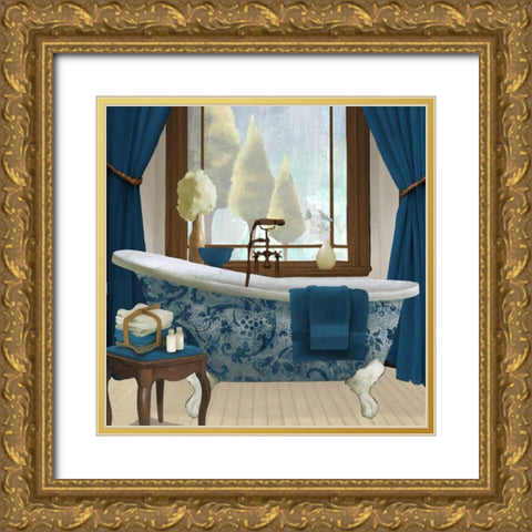 Blue View II Gold Ornate Wood Framed Art Print with Double Matting by Medley, Elizabeth