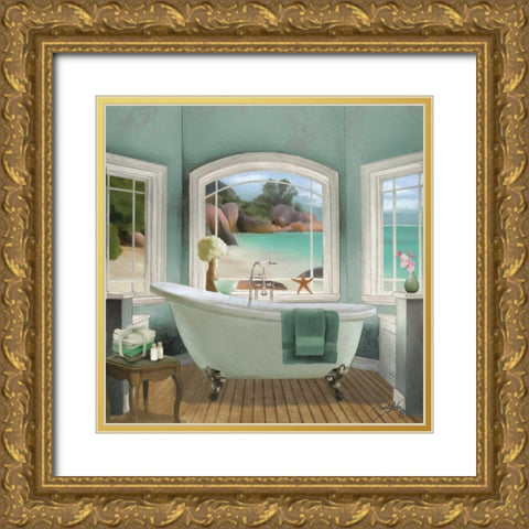 Oceanview II Gold Ornate Wood Framed Art Print with Double Matting by Medley, Elizabeth