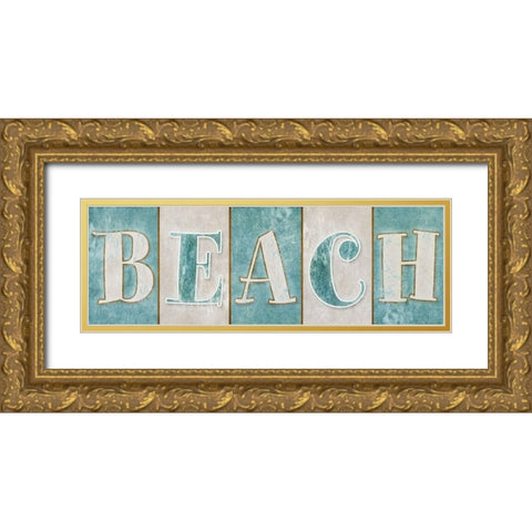 Beach Gold Ornate Wood Framed Art Print with Double Matting by SD Graphics Studio