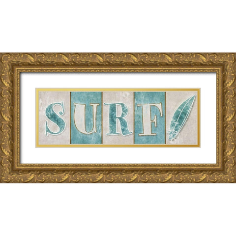 Surf Gold Ornate Wood Framed Art Print with Double Matting by SD Graphics Studio
