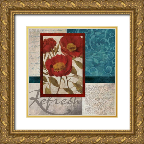 Red Botanicals I Gold Ornate Wood Framed Art Print with Double Matting by Medley, Elizabeth