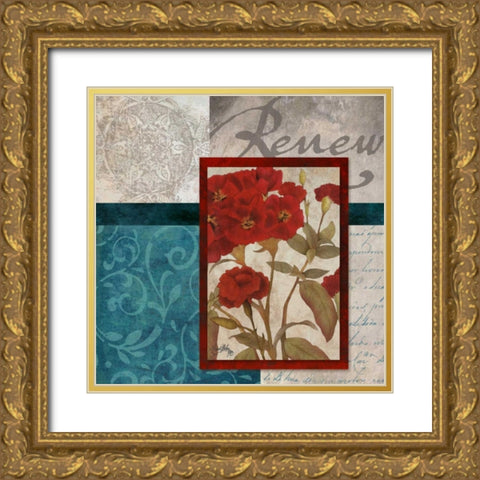 Red Botanicals II Gold Ornate Wood Framed Art Print with Double Matting by Medley, Elizabeth