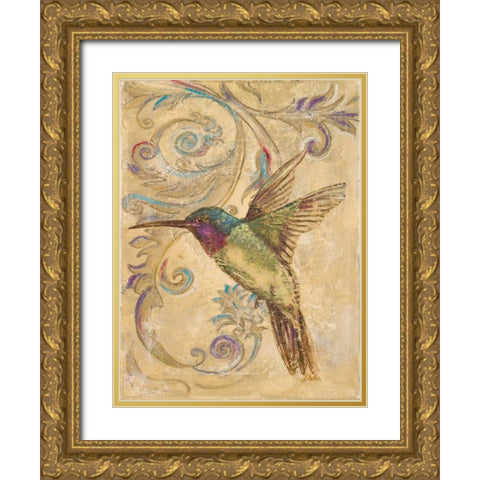 Hummingbird II Gold Ornate Wood Framed Art Print with Double Matting by Pinto, Patricia