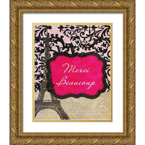 Merci Beaucoup Gold Ornate Wood Framed Art Print with Double Matting by Spaeth, John