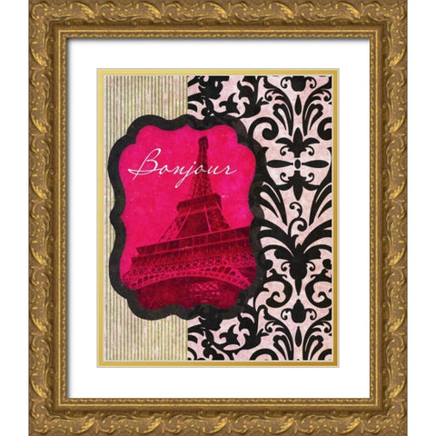 Bonjour Gold Ornate Wood Framed Art Print with Double Matting by Spaeth, John