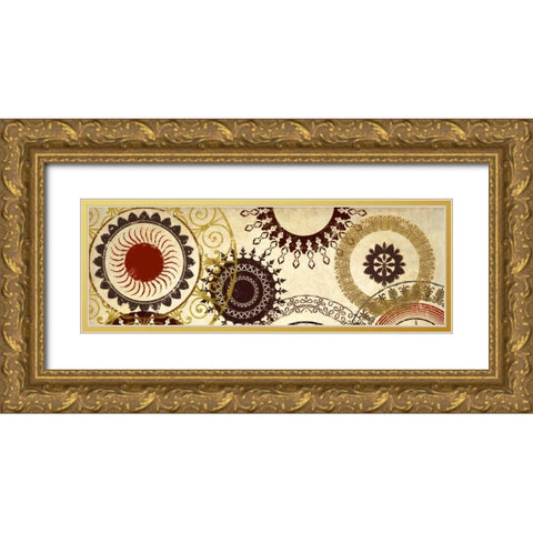 Textile Panel I Gold Ornate Wood Framed Art Print with Double Matting by Marcon, Michael